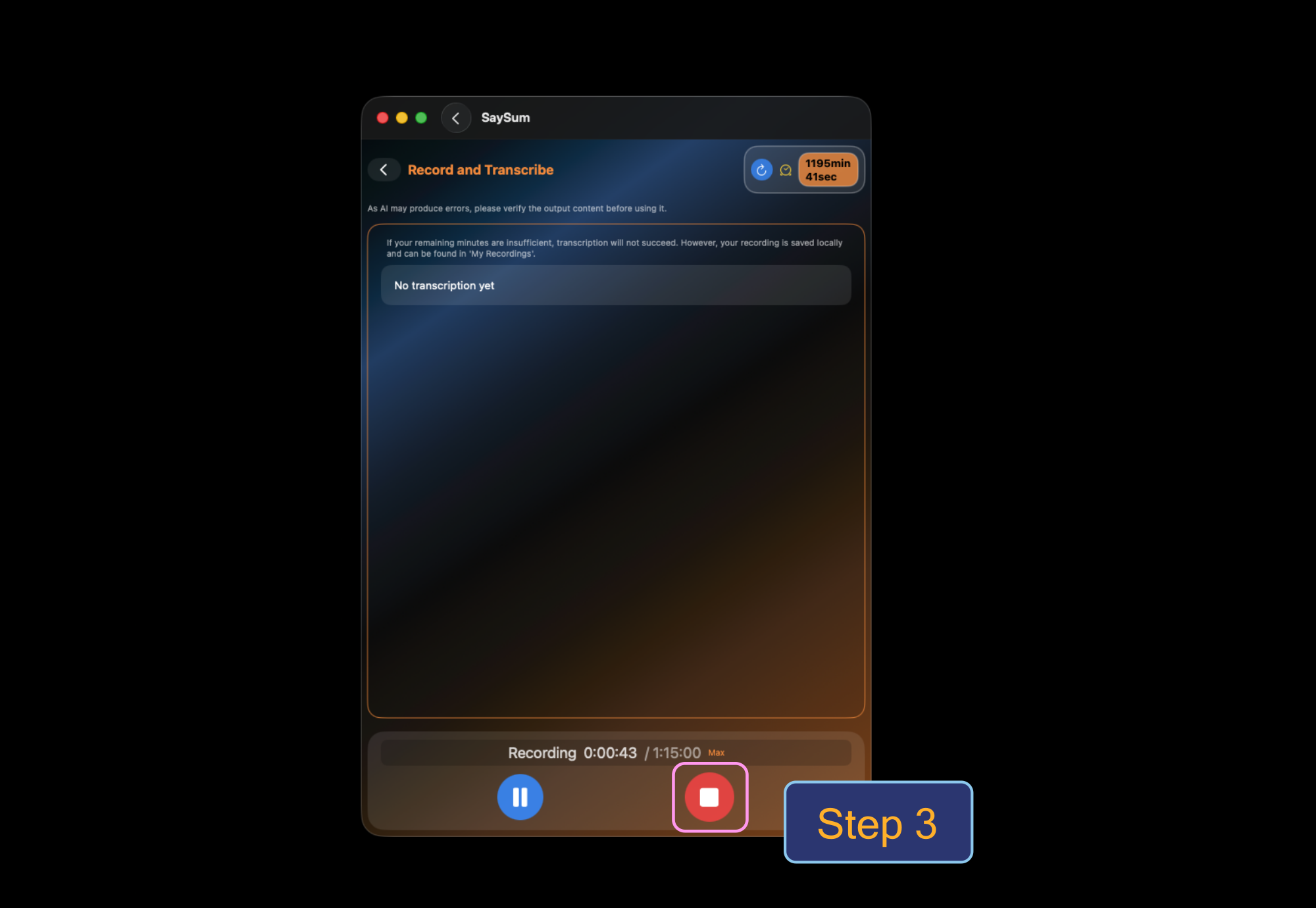 Step 3: Stop recording